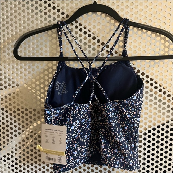 Athleta Girl Coast Cropped Tankini Size L/12 in Terrain Texriee Navy Swim NWT - Picture 5 of 9